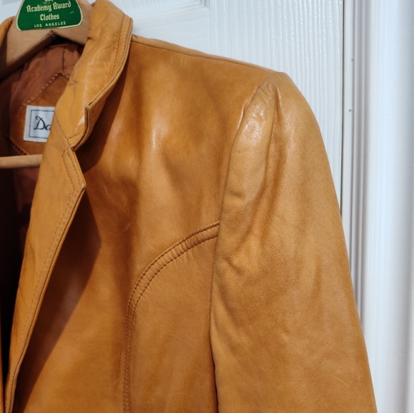 Danielle Jackets & Blazers - Vtg 1970's Retro Danielle Leather Coat Camel